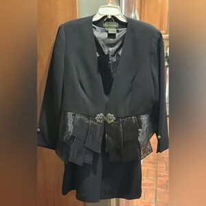 Suzanna Chic Black Women's Blazer with Decorative Accents Sz 16